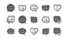 Yummy Smile Icons. Emoticon Speech Bubble, Social Media Message, Smile With Tongue. Tasty Food Eating Emoji Face Icons. Delicious Yummy, Happy Emoticon. Classic Set. Quality Set. Vector