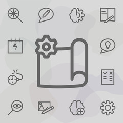 Poster - Document gear icon. Universal set of mix for website design and development, app development