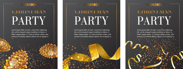 Wall Mural - Christmas Party invitation poster set with text sample