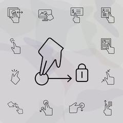 Poster - Lock, finger, security icon. Universal set of touch gesture for website design and development, app development