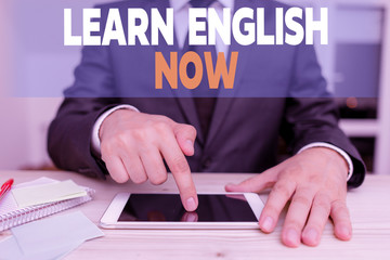 Poster - Handwriting text Learn English Now. Conceptual photo gain or acquire knowledge and skill of english language