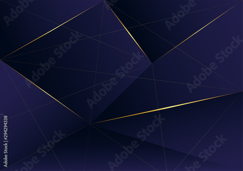 Abstract polygonal pattern luxury golden line with dark blue template backgro...