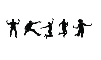 Wall Mural - set young people jump fun logo icon design vector