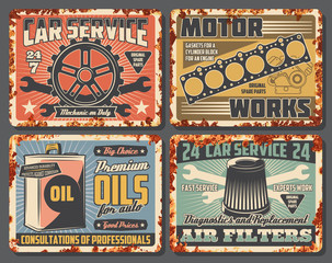 Wall Mural - Car spare parts, motor oil, engine, auto tools