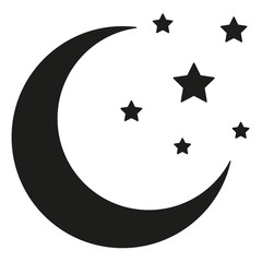 Wall Mural - monochrome moon with stars on white. abstract web icon