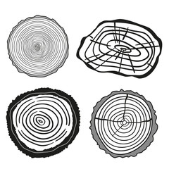 Wall Mural - Monochrome tree rings on white. Set of cross section. Outline for your design. Black and white illustration