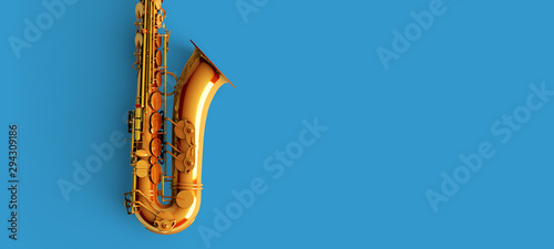 Fotomural Saxophone on blue background color