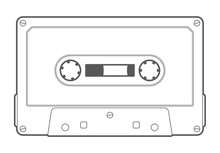 Vector Line Old Compact Audio Cassettes. Isolated On White Background