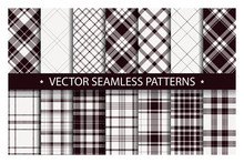Tartan Set Pattern Seamless Plaid Vector. Geometric Background Fabric Texture. Modern Check Fashion Template For Textile Print, Wrapping Paper, Gift Card, Wallpaper Flat Design.
