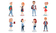© Happypictures - Set Of Vector Illustrations With Young Students Lifestyle And Habits