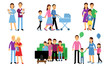 © Happypictures - Set With Happy Family Relation And Spending Time Together Concept Vector Illustrations