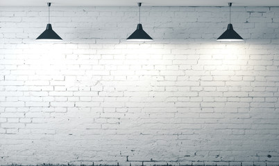 Canvas Print - room white brick grunge wall