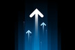 © Suppachok N - Up light arrows and speed lines on dark blue background, copy space composition, growth competition technology concept.
