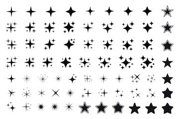 Wall Mural - set of different beautiful star and sparkle shapes vector, collection