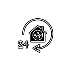 Poster - Pet shop, 24 hours icon. Simple glyph, flat vector of petshop icons for ui and ux, website or mobile application