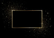 Black Christmas Background with Golden Frame and Gold Glitters - Graphic Design for Xmas Greetings and etc., Vector