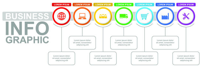 Leinwandbilder - Infographic vector template for presentation, chart, diagram, graph, business, transport and industry concept with 7 options