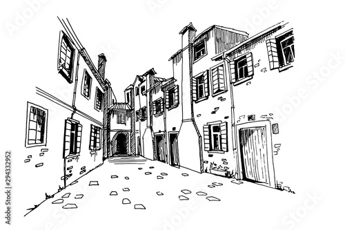 Fotografía Vector sketch of architecture of Burano island, Venice, Italy.