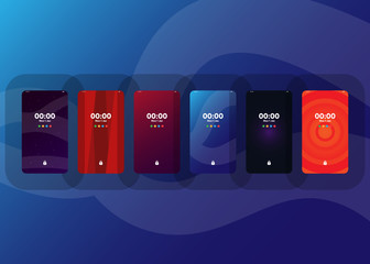 Locked Smartphone Security Phone User Interface User Experience UI Template Vector Illustration