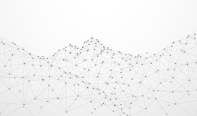 Wall Mural - abstract plexus technology futuristic particle network. mountain shape design on gray background. ve