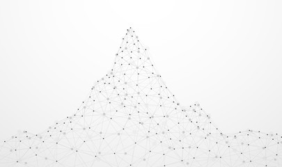 Wall Mural - abstract plexus technology futuristic network. high mountain shape design on gray background. vector