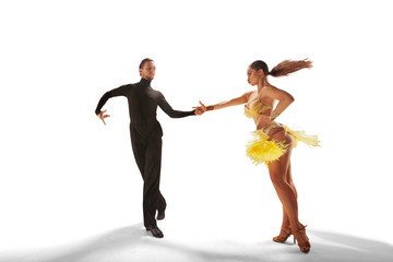 Wall Mural - Ballroom dancing isolated on white.