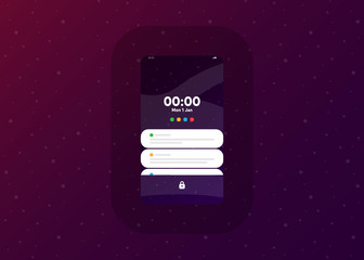 Wall Mural - Notification Alerts on Smartphone Home Screen Phone User Interface User Experience UI Template Vector Illustration