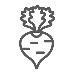 Poster - Radish line icon, fruits and vegetables, beetroot sign, vector graphics, a linear pattern on a white background.