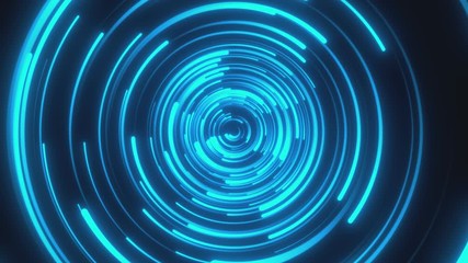 Poster - Looped animation. Abstract background with moving through bright circles in red and blue color. Modern colorful wallpaper. 3d rendering.