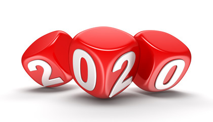 Poster - Dices with  2020. Image with clipping path.