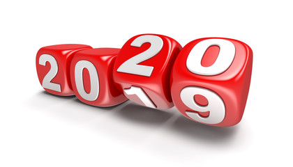 Poster - Dices with  2020. Image with clipping path.