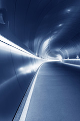 Poster - Empty futuristic modern tunnel in the dark