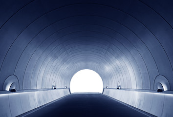 Poster - Empty futuristic modern tunnel in the dark