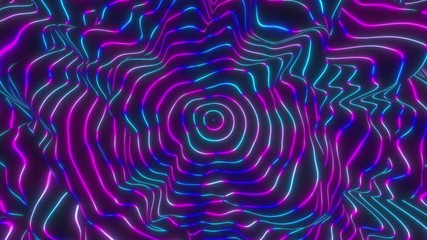 Poster - Looped animation. Abstract colorful wavy background in bright rainbow colors. Modern colorful wallpaper. 3d rendering.