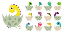 Cute Cartoon Dinosaurs In Eggs Collection