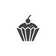 Cupcake with cherry vector icon. filled flat sign for mobile concept and web design. Muffin cake glyph icon. Symbol, logo illustration. Vector graphics