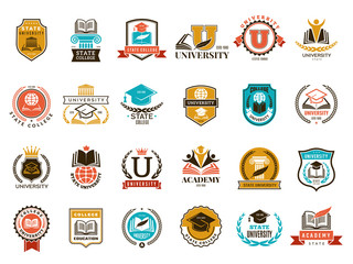 Poster - college emblem. school or university identity symbols badges and logo vector collection. college and