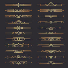 Poster - art deco dividers. lines shapes decorative borders minimal swirl decor 1920s vector template divider