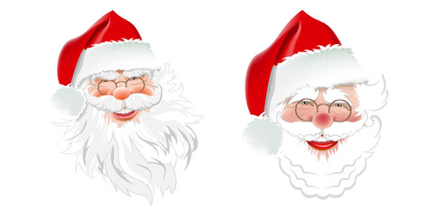 Two Santa Claus on a white background for Christmas design. Vector graphics