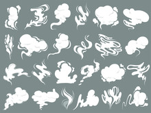 Smell Clouds. Smoke From Vapour Or Food Toxic Smell Vector Cartoon Shapes. Illustration Smoke Vapour, Smell And Steam Cloud