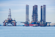 Oil Platform Installed In The Sea Near The Shore.