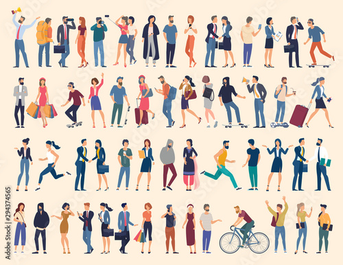 Cuadros en Lienzo Set of vector ready to animation people characters performing various activities
