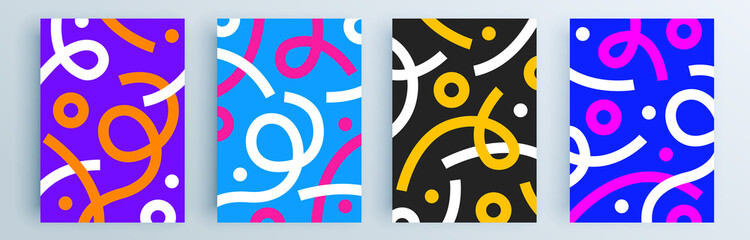 Modern abstract covers set, minimal covers design. Colorful geometric background, vector illustration.