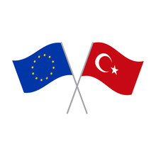 European Union And Turkey Flags Vector Icon Isolated On White