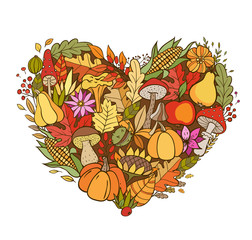 Canvas Print - Heart shaped autumn background