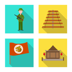 Isolated object of travel and country symbol. Set of travel and asia stock symbol for web.