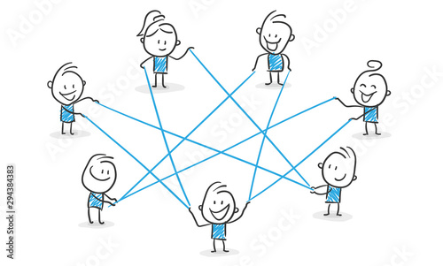 Cuadros en Lienzo Stickman Blue: Network, Internet, Collaboration. (Nr. 115)