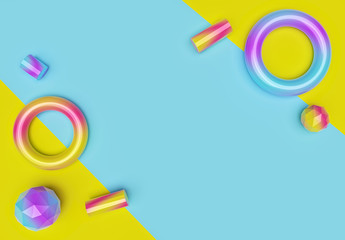 Poster - geometric shapes on pastel background for social media banners and promotion. minimal trendy design with copy space. 3d rendering