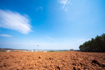 Canvas Print - spring plowed fields for agriculture