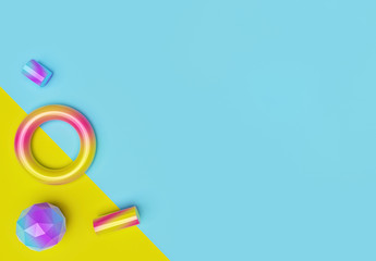 Poster - geometric shapes on pastel background for social media banners and promotion. minimal trendy design with copy space. 3d rendering